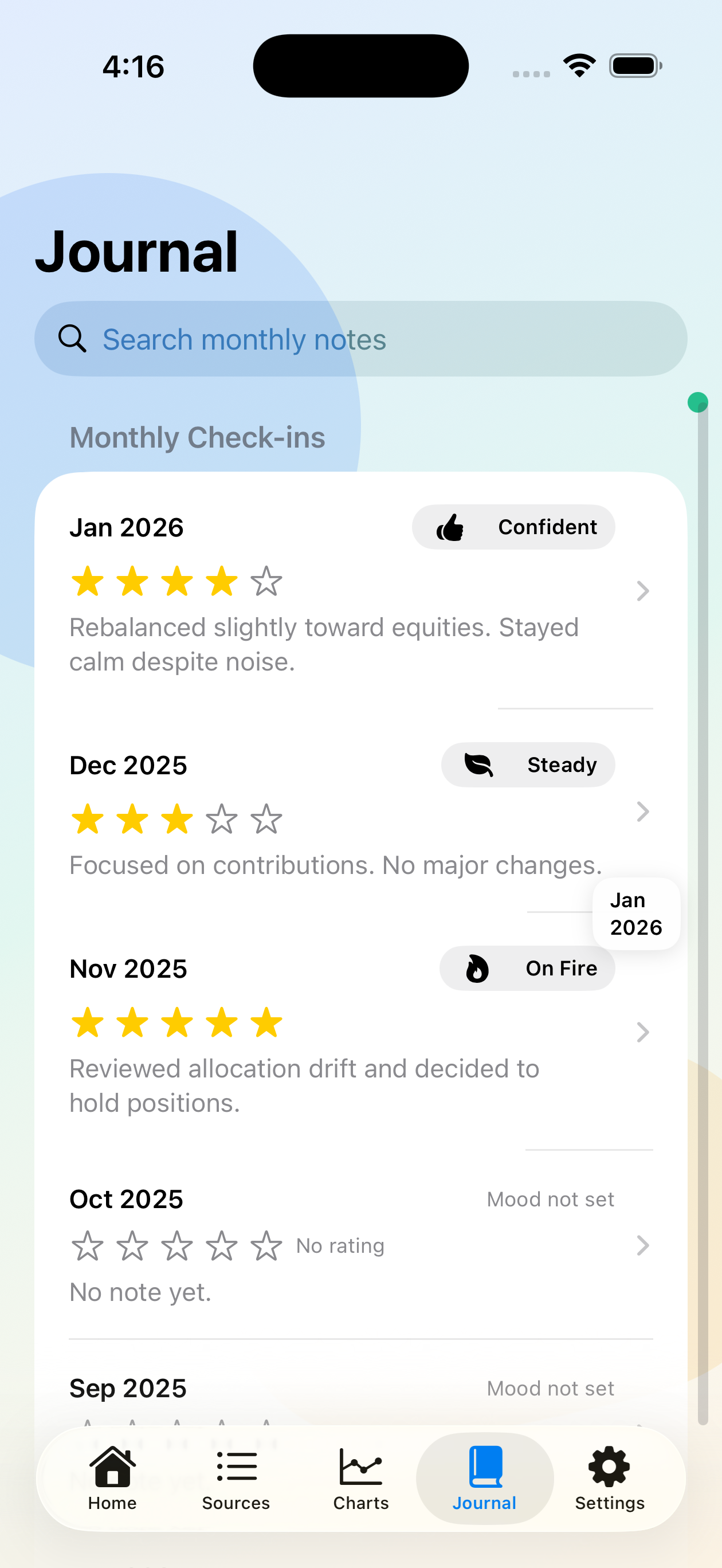 Goals tracking placeholder